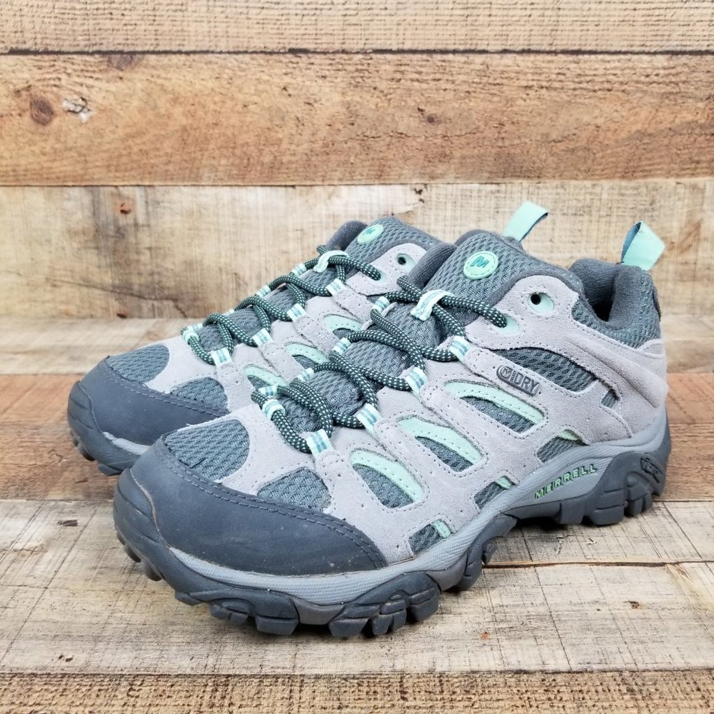 Merrell Moab 2 Women Sz 7 Waterproof Hiking Drizzle Mint J24462W Trail Shoes - Picture 3 of 9